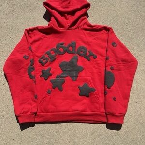 Red Spider Star Appliqué Hoodie